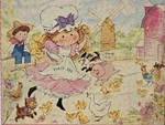 Jaymar Vtg Puzzle Polly Pal Feeding Time The Gingham Gal 100 Pc Complete 19". Fixed Price $10.00.