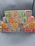 Rare Antique Wooden Childrens Blocks Nursery Rhyme 1/8" Square 22. Fixed Price $52.00.