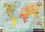Petit Collage Our World Map 36PC Cardboard Interlocking Jigsaw Puzzle 3+. Fixed Price $7.00.