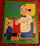 Playskool Wood Puzzle Grocery Store Little Boy With Dachshund Dog 196-9. Fixed Price $12.00.