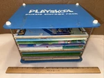 Vintage Playskool Wood Metal Blue Puzzle Storage Rack 10 Judy Chicken Dog. Fixed Price $55.00.
