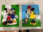 Lot Of 2 Vintage Playskool Disney Wooden Puzzles Mickey Mouse Minnie Donald Duck. Fixed Price $12.00.