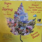 Signs Of Spring By Lori Schory 1000 Pieces- Jigsaw Puzzle Leaf Shape. Fixed Price $24.99.