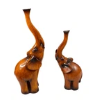 Carved Painted Wood Elephants Trunk Up Good Luck 15 11 1/2. Fixed Price $34.97.