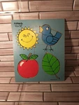 Playskool Wooden Puzzle Sun Bird Apple Leaf Vintage 180-03. Fixed Price $9.95.