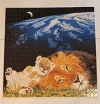 Mother And Father Ceaco 550 Piece Puzzle Earth Moon Lion Baby Cub. Fixed Price $8.99.