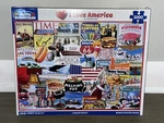 New White Mountain 1000 Piece Jigsaw Puzzle "i Love America" Collage Usa Made. Fixed Price $12.99.