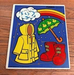 Playskool Stormy Weather Wooden Puzzle 4 Pcs Rain Coat Umbrella Boots. Fixed Price $14.99.