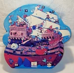 Barbarossa's Boat Pirates Djeco France 54 Pc Puzzle Silhouette Box Age 5+ Ex Con. Fixed Price $24.00.