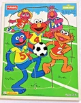 Vtg Playskool Wood Tray Puzzle Sesame Street The Soccer Game 315-06. Fixed Price $10.40.