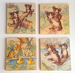Bears Cats Ducks Antique Wooden Children Jigsaw Puzzle Women's Industrial Union. Fixed Price $59.95.