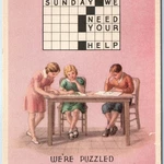 C1910S Church Attendance Crossword Puzzle Art Postcard Sunday School Fo Help A38. Fixed Price $6.82.