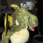 Folkmanis Baby Dragon Hand Puppet, Green, White. Fixed Price $25.00.