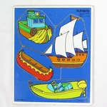 Playskool Boats Puzzle 1985 Blue Red Orange Ship Canoe Tugboat Composite Wood. Fixed Price $10.99.