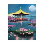 Chinese Pavillion Moonlight Cherry Blossom Lake Jigsaw Puzzle 252 Pieces 10X13". Fixed Price $19.99.