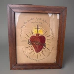 Antique 19THC Victorian Sacred Heart Folk Caligraphy Painting On Paper. Fixed Price $149.99.