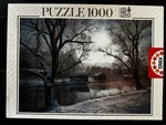 Educa Puzzle 1000 Piece Winter Song 10592 Riverside Landscape Snow Cabins. Fixed Price $11.99.