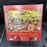 Sunsout Jigsaw Puzzle 1000 Fall Harvest Pumpkins Autumn Water Puddles New Sealed. Fixed Price $16.00.