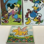 Vintage Playschool Disney Wooden Tray Puzzles Set Of 3 Mickey Minnie Donald +. Fixed Price $13.00.