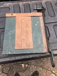 Vintage Milton Bradley Wooden Cutting Board Schoolhouse Style 12 Square C1930. Fixed Price $45.00.
