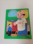 Vintage Playskool Wood Puzzle Grocery Store Little Boy With Dachshund Dog. Fixed Price $19.99.