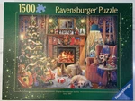 Ravensburger Christmas Eve 1500 Piece Puzzle Dog Cat Kittens Fireplace Toys Tree. Fixed Price $15.99.