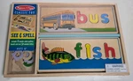 Melissa & Doug Wooden See Spell, 8 Spelling Boards 64 Letter Pieces, Toddler. Fixed Price $20.00.