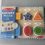 Melissa And Doug Shapes Wooden Chunky Puzzle 8 Pieces Kids Fun Learning Toy New. Fixed Price $14.99.