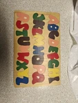 Vintage Large Wooden Alphabet Puzzle 1987 Chadwick Miller Inlaid Abcs. Fixed Price $25.00.