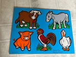 Connor Toy Wood Puzzles: 8406-4 Farm Yard Animals 5 Piece Vintage. Fixed Price $22.99.