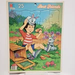 Vintage 1987 Milton Bradley Best Friends Boy With Bunnies Puzzle 25PC Frame Tray. Fixed Price $10.87.