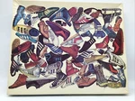 Sportshoes 550PC.PUZZLE Gail Abelove,artist/great American Factory PP911(1978). Fixed Price $13.99.