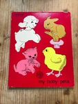 Playskool, 155AN-14, My Baby Pets, Wooden Frame, Tray Puzzle, Rabbit, Lamb, Cat. Fixed Price $12.00.