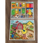 Vintage 1990 Playskool Sesame Street Wooden Peg Puzzles Big Bird Ernie 2 Pack. Fixed Price $15.99.