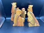 Wooden Handmade Nativity Figurines Carved With Puzzle Look Design-unique. Fixed Price $24.99.