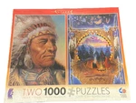 Two 1000 Piece Jigsaw Puzzles Native American Art 15X15 Made Usa Ceaco. Fixed Price $22.00.
