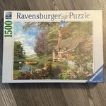 Ravensburger Country Cottage 1500 Pc Premium Jigsaw Puzzle Ducks Pond. Fixed Price $21.00.