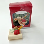 Hallmark Keepsake Ornament 1998 Writing To Santa Mouse With Box Nina Aube. Fixed Price $8.99.