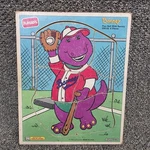 Vintage Playskool Wooden Puzzle Ball With Barney The Dinosaur 6 Pieces. Fixed Price $5.00.