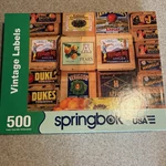 Springbok's 500 Piece Jigsaw Puzzle Vintage Labels. Fixed Price $8.99.