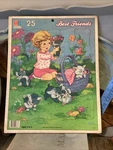 Vintage 1987 Milton Bradley Best Friends Girl W/ Kittens Puzzle 25PC, Frame Tray. Fixed Price $10.99.