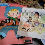 2 Childrens Vintage Puzzles Cowboy Fuzzy Wuzzy Whitman And Indian Playskool. Fixed Price $15.90.