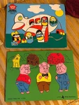 2 Amazing Vintage Wooden Puzzles 1977 Romper Room Weebles Plane 1979 Three Pigs. Fixed Price $20.99.