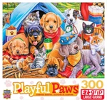 Masterpieces Playful Paws 300 Large Puppy Camping Buddies Ezgrip Puzzle. Fixed Price $16.99.