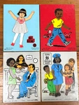 Lot Of 4 Vintage Judy Instructo Wooden Puzzles School Crossing, Kids, Lawyer. Fixed Price $32.95.