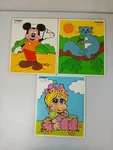 Playskool Vintage 1980S Wooden Puzzle Lot Of 3 Mickey Mouse Baby Piggy Squirrel. Fixed Price $12.00.