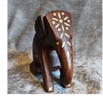Hand-carved Handmade Wooden Elephant Figurine With Inlay Design. Fixed Price $10.00.
