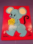 Vintage Playskool Wooden Tray Puzzle Moocher The Mouse 165-11 Complete. Fixed Price $8.99.