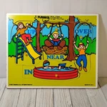 Playskool 1987 Playground Fun Piece Pegged Wooden Tray Puzzle No. 385-04. Fixed Price $15.50.