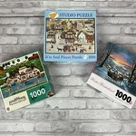 3 Puzzles Winter Wonderland Hometown Gallery Bits & Pieces 1000 Pcs.. Fixed Price $22.67.